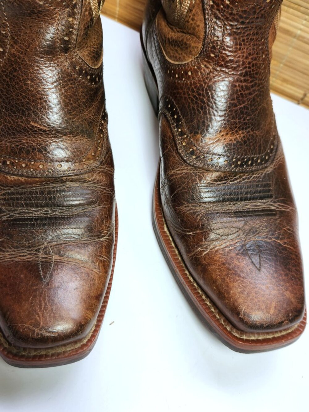 Ariat Quickdraw Western Boots Mens 12EE Wide Square Toe Brown Leather 10002227 - Picture 2 of 16